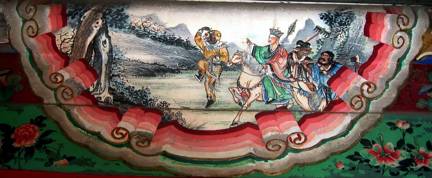 A panel depicting a scene from Journey to the West in the Summer Palace in Beijing