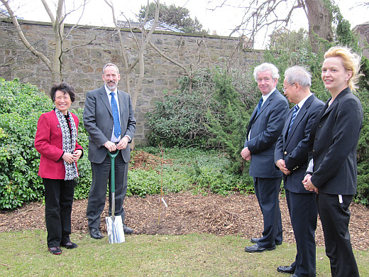 L to R: Mme Tan Xiutian, Chinese Consul General; Prof Steve Blackmore, Regius Keeper, RBGE; Principal Prof Sir Timothy O` Shea, Vice Chancellor, University of Edinburgh; Minister Counsellor Tian, Chinese Embassy; Prof Natascha Gentz, Director, Confucius Institute for Scotland.