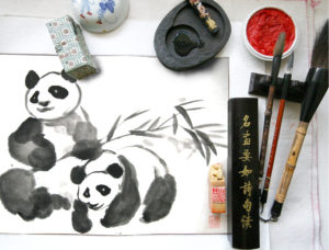 Panda Brush Painting
